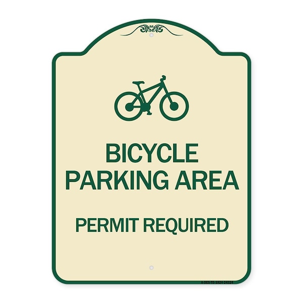 Signmission Bicycle Parking Area Permit Required W/ Graphic Heavy-Gauge Aluminum Sign, 24" x 18", TG-1824-24324 A-DES-TG-1824-24324 - main